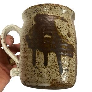 Studio Art Pottery Coffee Mug Cup Hand Made Earth Speckled Clay 12oz Signed Rare